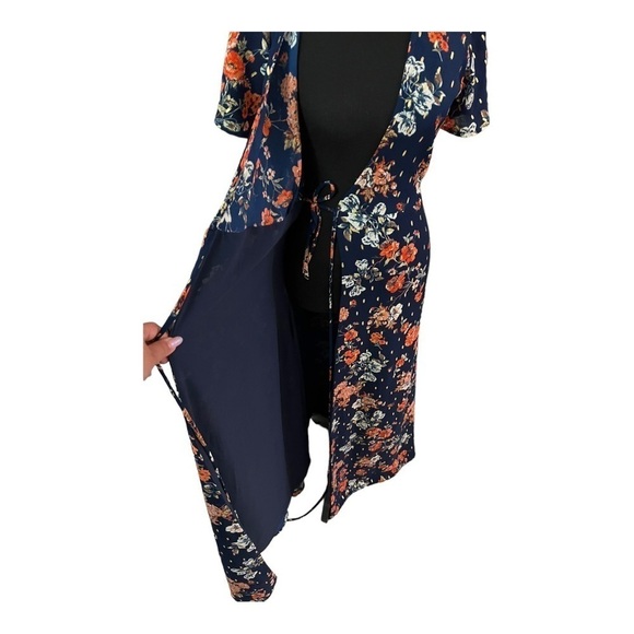 Lulus Divine Days Navy Blue Floral Wrap Maxi Dress XS - Picture 9 of 14